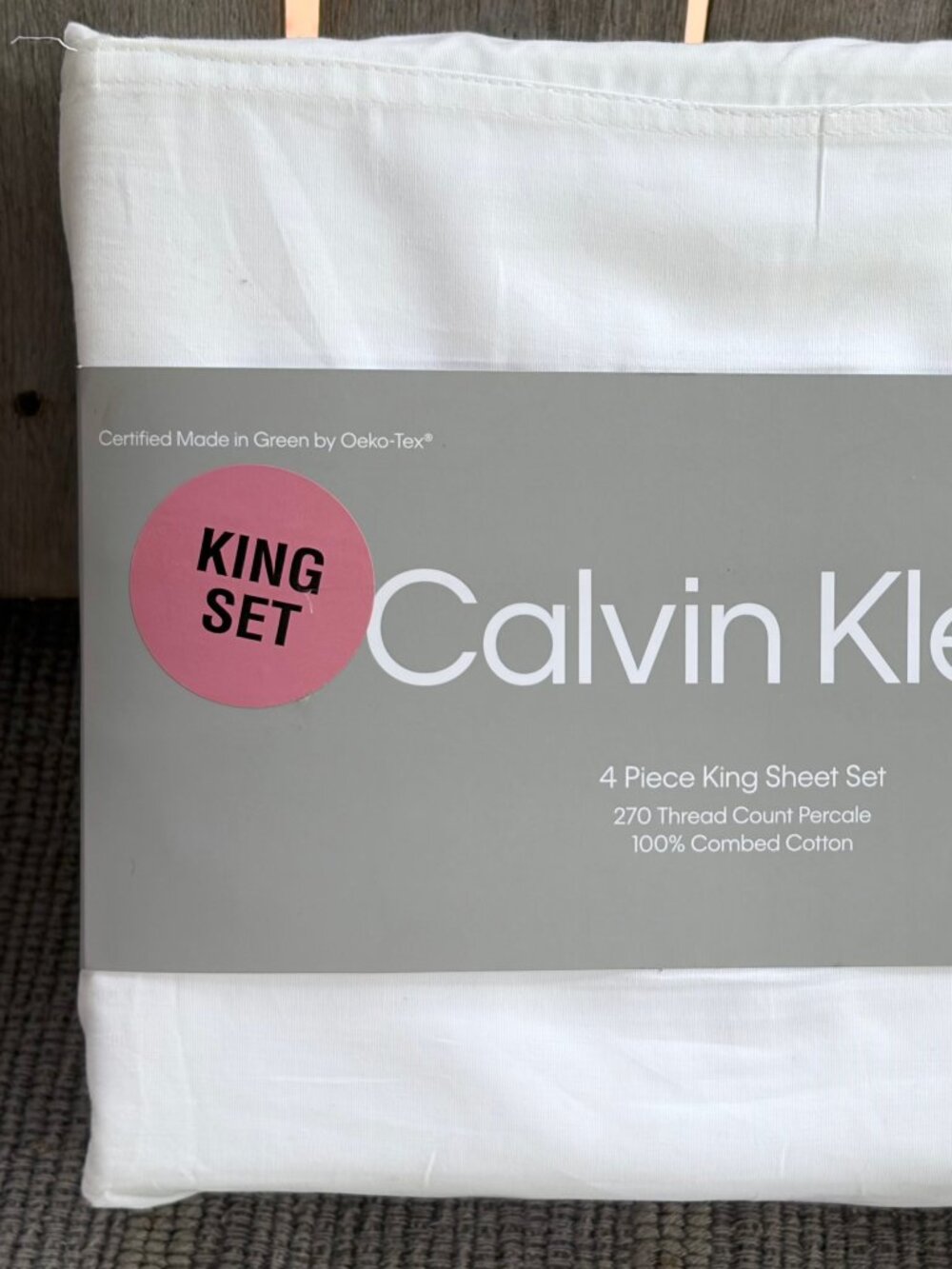 Calvin Klein Combed Cotton Percale White King Size Sheet Set (270 Thread Count)